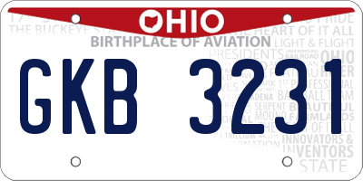 OH license plate GKB3231