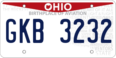 OH license plate GKB3232