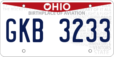 OH license plate GKB3233