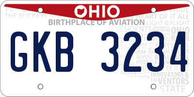 OH license plate GKB3234