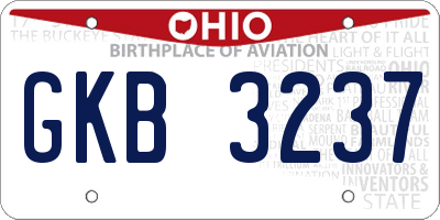OH license plate GKB3237