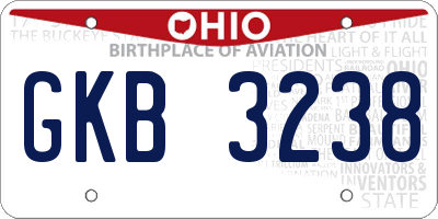 OH license plate GKB3238