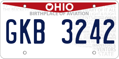 OH license plate GKB3242