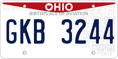 OH license plate GKB3244
