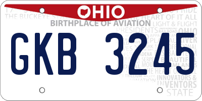 OH license plate GKB3245