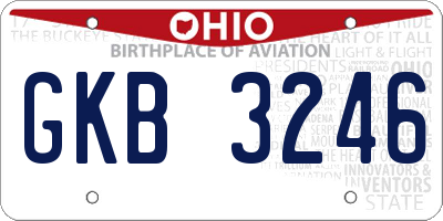 OH license plate GKB3246