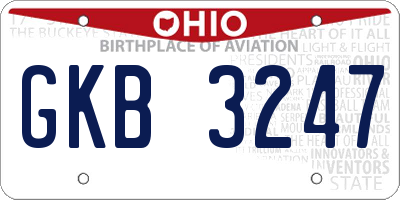 OH license plate GKB3247