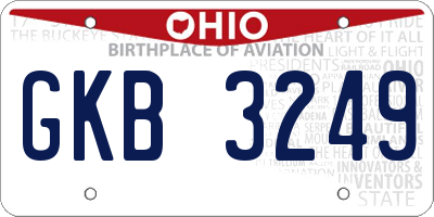 OH license plate GKB3249
