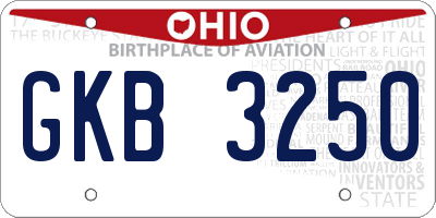OH license plate GKB3250