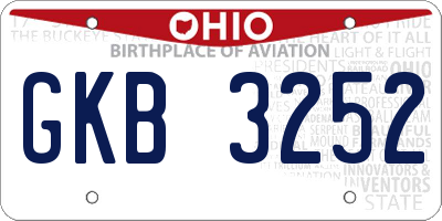 OH license plate GKB3252