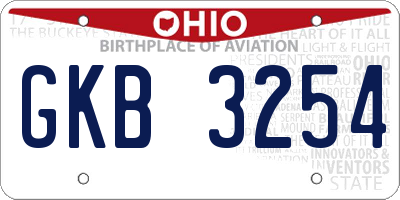 OH license plate GKB3254
