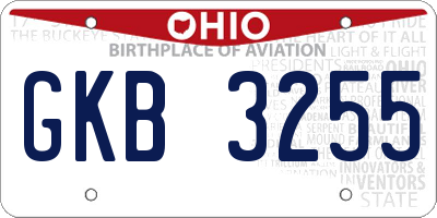 OH license plate GKB3255