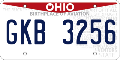 OH license plate GKB3256