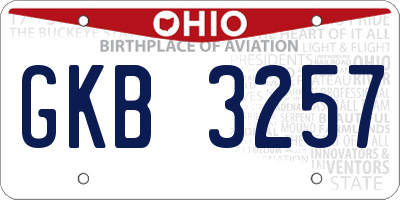 OH license plate GKB3257