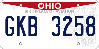 OH license plate GKB3258