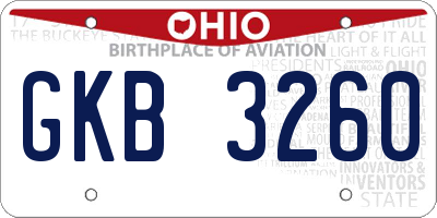 OH license plate GKB3260