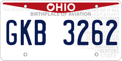 OH license plate GKB3262