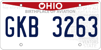 OH license plate GKB3263