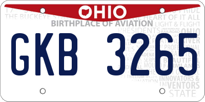 OH license plate GKB3265