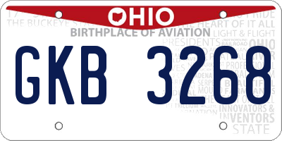 OH license plate GKB3268