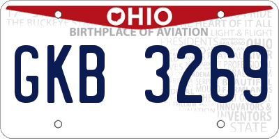 OH license plate GKB3269