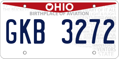 OH license plate GKB3272