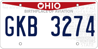 OH license plate GKB3274