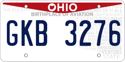 OH license plate GKB3276