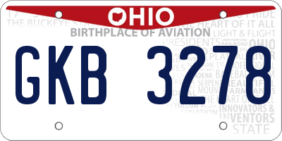 OH license plate GKB3278