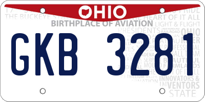 OH license plate GKB3281