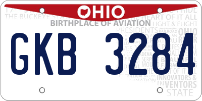OH license plate GKB3284