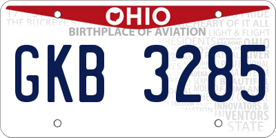 OH license plate GKB3285