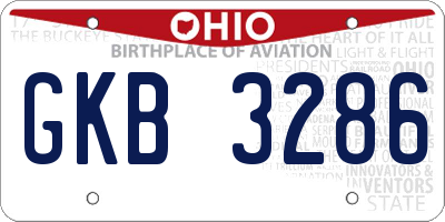 OH license plate GKB3286