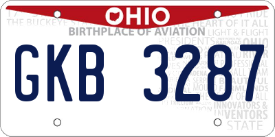 OH license plate GKB3287