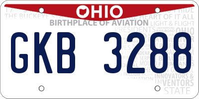 OH license plate GKB3288