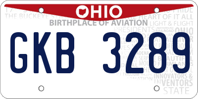 OH license plate GKB3289