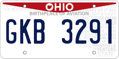 OH license plate GKB3291
