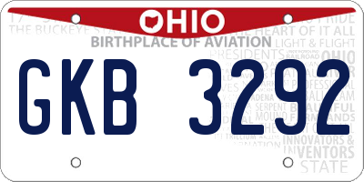 OH license plate GKB3292
