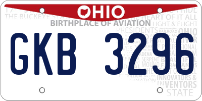 OH license plate GKB3296