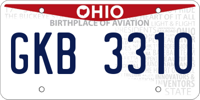 OH license plate GKB3310