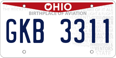 OH license plate GKB3311