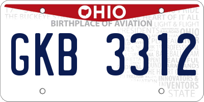 OH license plate GKB3312
