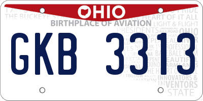 OH license plate GKB3313