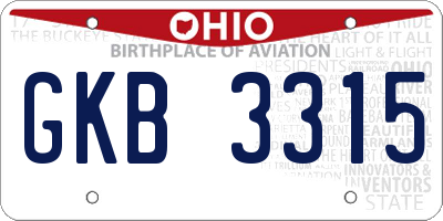 OH license plate GKB3315