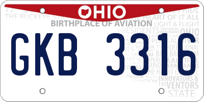 OH license plate GKB3316