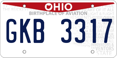 OH license plate GKB3317