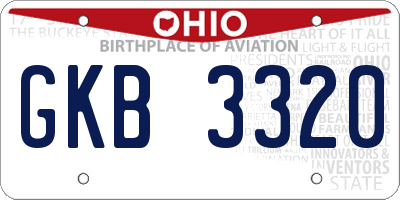 OH license plate GKB3320