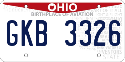 OH license plate GKB3326
