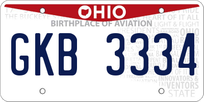 OH license plate GKB3334