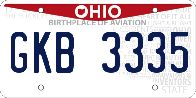 OH license plate GKB3335